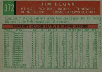 1959 Topps #372 Jim Hegan Back