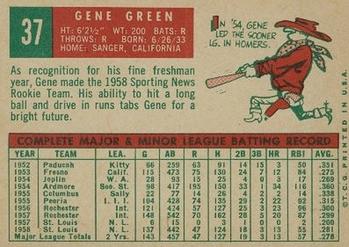 1959 Topps #37 Gene Green Back