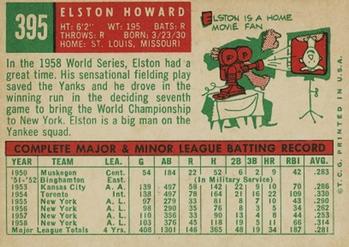 1959 Topps #395 Elston Howard Back