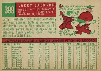 1959 Topps #399 Larry Jackson Back