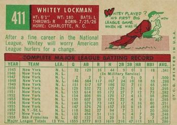 1959 Topps #411 Whitey Lockman Back