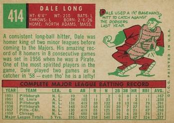 1959 Topps #414 Dale Long Back