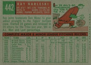 1959 Topps #442 Ray Narleski Back