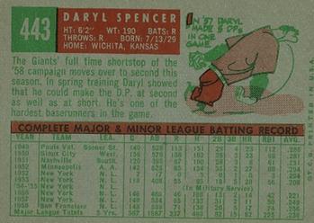 1959 Topps #443 Daryl Spencer Back