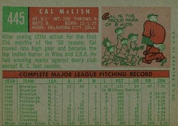 1959 Topps #445 Cal McLish Back