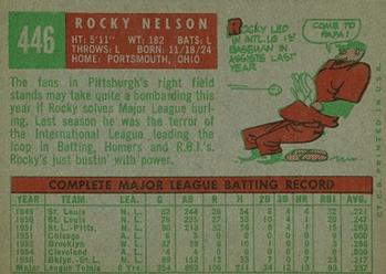 1959 Topps #446 Rocky Nelson Back
