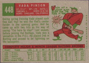 1959 Topps #448 Vada Pinson Back
