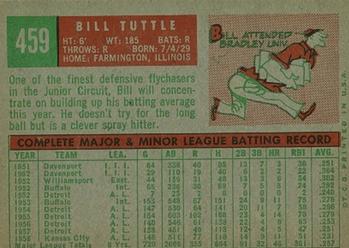 1959 Topps #459 Bill Tuttle Back