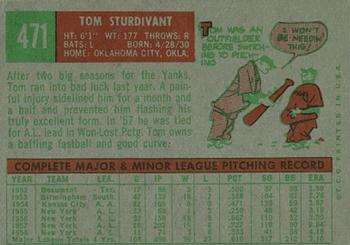 1959 Topps #471 Tom Sturdivant Back