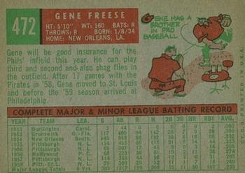 1959 Topps #472 Gene Freese Back