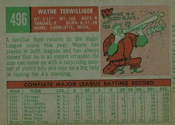 1959 Topps #496 Wayne Terwilliger Back