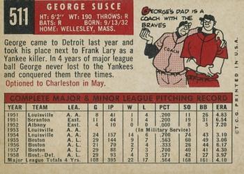 1959 Topps #511 George Susce Back