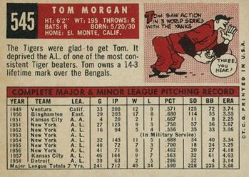 1959 Topps #545 Tom Morgan Back