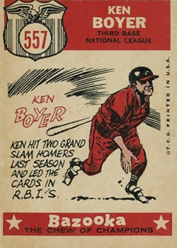 1959 Topps #557 Ken Boyer Back