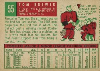 1959 Topps #55 Tom Brewer Back