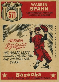 1959 Topps #571 Warren Spahn Back