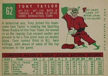 1959 Topps #62 Tony Taylor Back
