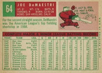 1959 Topps #64 Joe DeMaestri Back