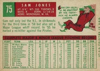 1959 Topps #75 Sam Jones Back