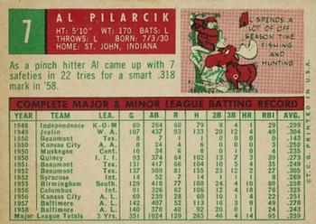 1959 Topps #7 Al Pilarcik Back