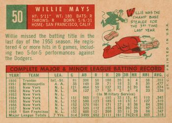 1959 Topps #50 Willie Mays Back
