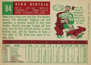 1959 Topps #84 Reno Bertoia Back