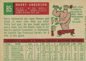 1959 Topps #85 Harry Anderson Back