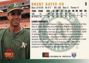1994 Triple Play #3 Brent Gates Back