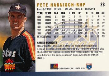 1994 Triple Play #28 Pete Harnisch Back
