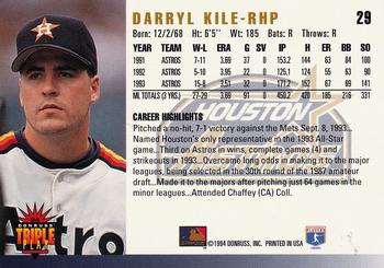 1994 Triple Play #29 Darryl Kile Back
