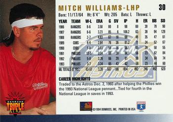 1994 Triple Play #30 Mitch Williams Back