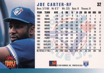 1994 Triple Play #32 Joe Carter Back