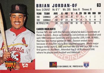 1994 Triple Play #63 Brian Jordan Back