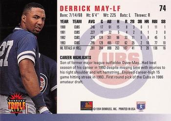 1994 Triple Play #74 Derrick May Back