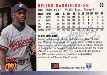 1994 Triple Play #83 Delino DeShields Back