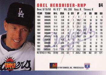 1994 Triple Play #84 Orel Hershiser Back