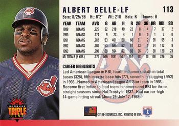 1994 Triple Play #113 Albert Belle Back