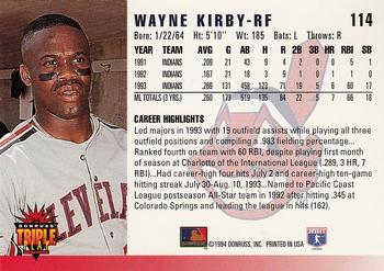 1994 Triple Play #114 Wayne Kirby Back