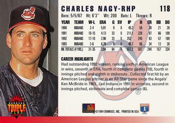 1994 Triple Play #118 Charles Nagy Back