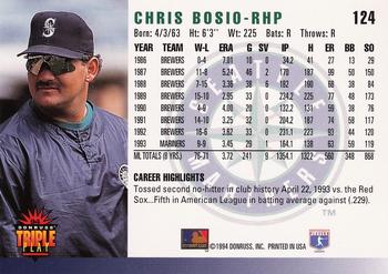 1994 Triple Play #124 Chris Bosio Back