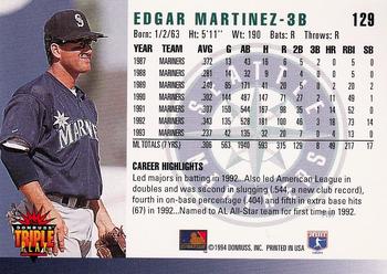 1994 Triple Play #129 Edgar Martinez Back