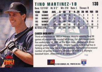 1994 Triple Play #130 Tino Martinez Back