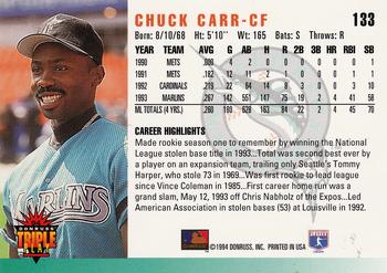 1994 Triple Play #133 Chuck Carr Back