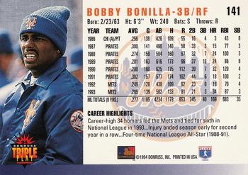 1994 Triple Play #141 Bobby Bonilla Back