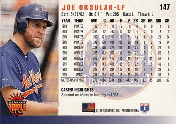 1994 Triple Play #147 Joe Orsulak Back