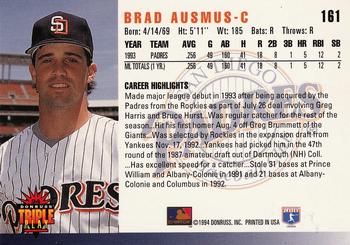 1994 Triple Play #161 Brad Ausmus Back