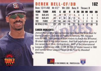 1994 Triple Play #162 Derek Bell Back