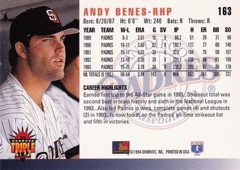 1994 Triple Play #163 Andy Benes Back