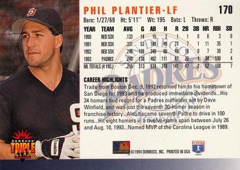 1994 Triple Play #170 Phil Plantier Back
