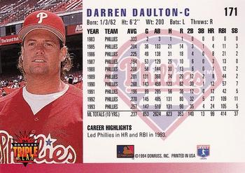 1994 Triple Play #171 Darren Daulton Back
